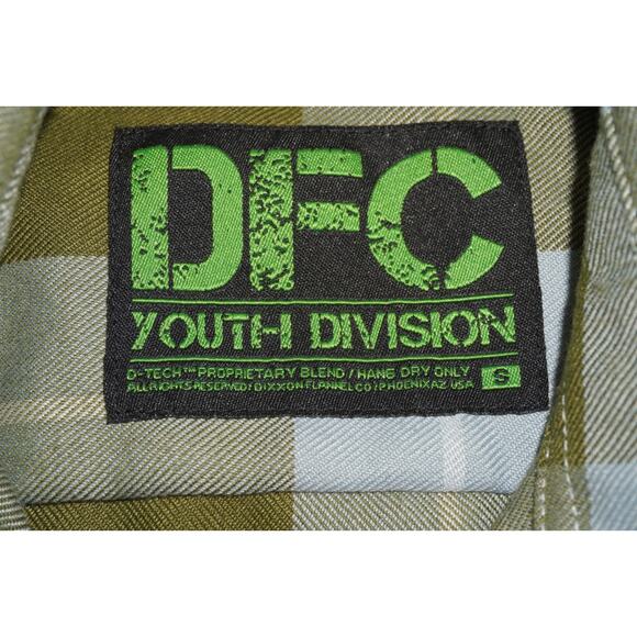 DIXON DFC Youth Division Plaid Flannel Shirt Boys Size S Green Gray Button Up - Picture 4 of 7